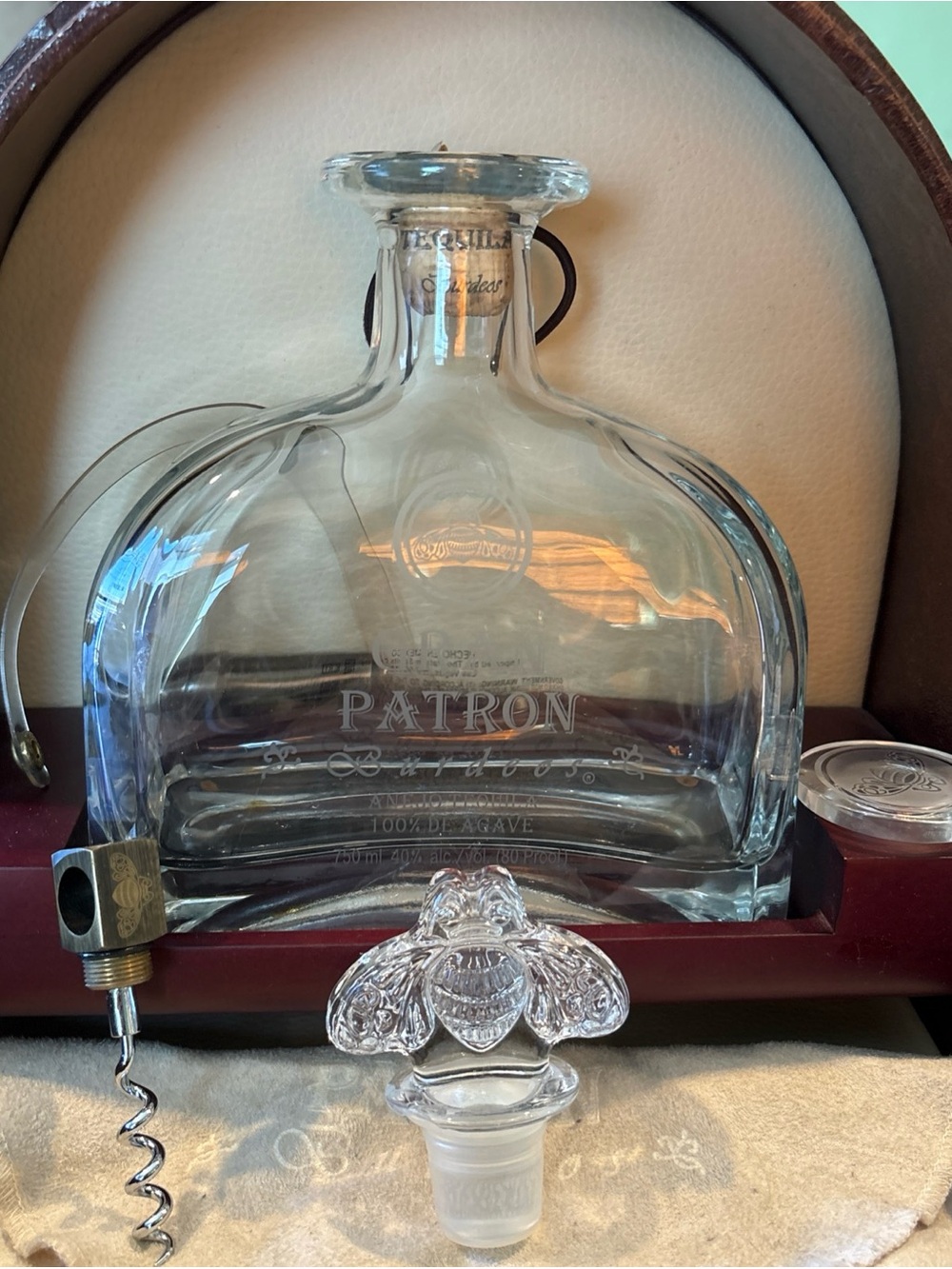 Clear Glass Tequila Decanter with Bee Stopper - Clear
